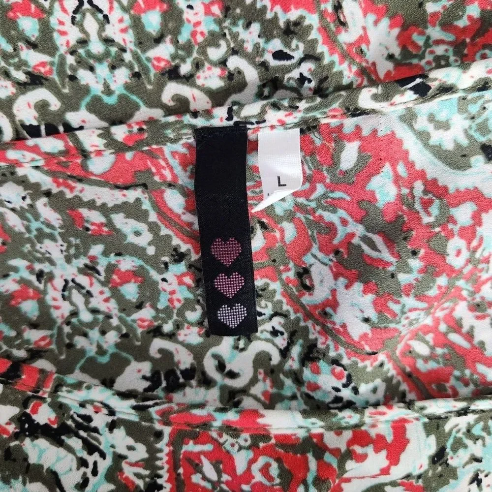 Three Hearts Boho Paisley Style Flared Sleeve Tunic Top L - Picture 4 of 4
